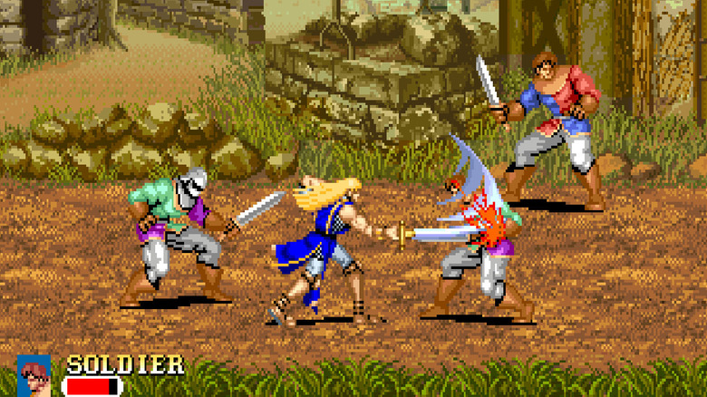 Lancelot slashes a soldier with a sword in Knights of the Round