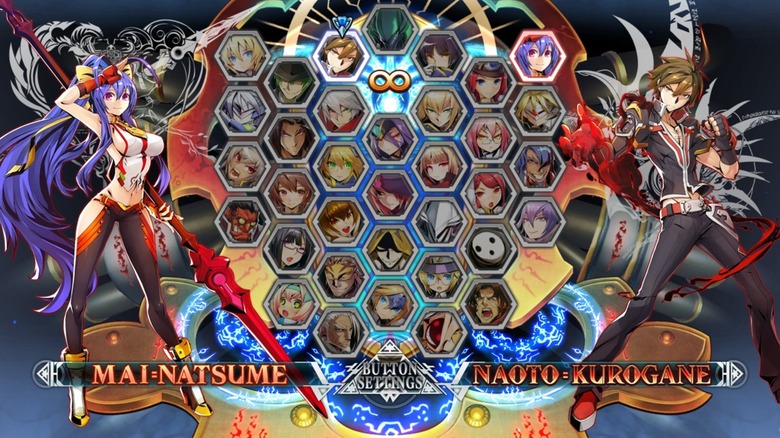 Character selection screen in BlazBlue: Central Fiction