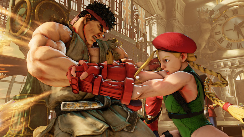 Cammy punches Ryu in Street Fighter V