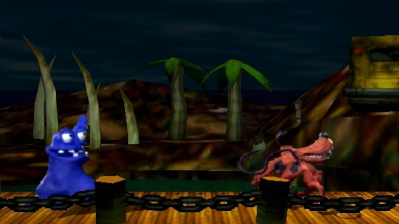 Blob faces Lockjaw Pooch in ClayFighter 63 ⅓: Sculptor's Cut