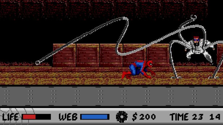 Spider-Man fighting Doc Ock in "Spider-Man vs the Kingpin" (1991)