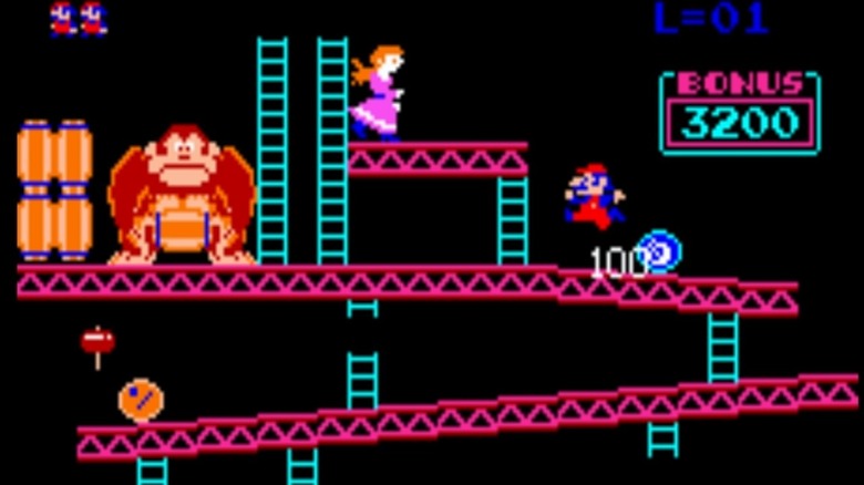 Mario getting close to the princess in Donkey Kong