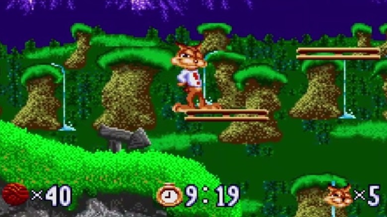 Bubsy stands smirking in "Bubsy in Claws Encounters of the Furred Kind"
