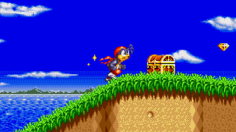 Havoc runs up a hill towards a treasure chest in "High Seas Havoc"