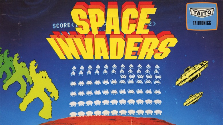 A poster advert for the original Space Invaders arcade game