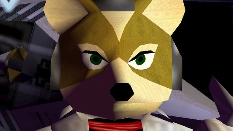 Fox McCloud piloting his ship in Star Fox 64