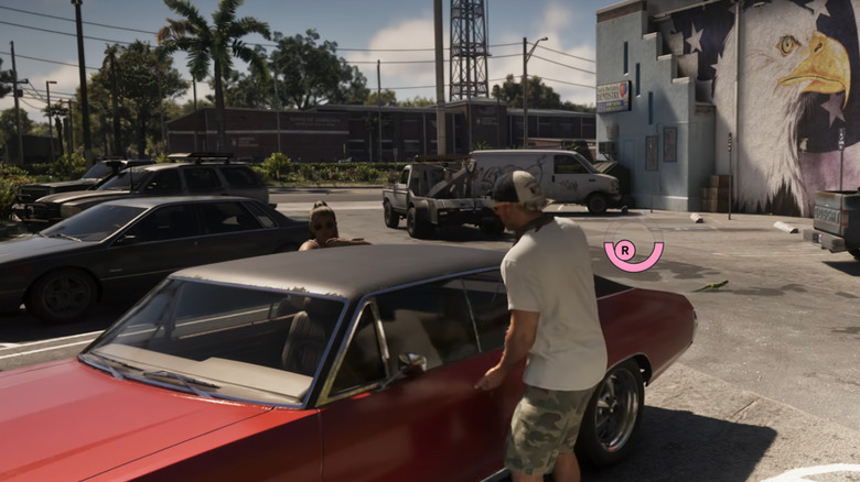 Jason jimmying the lock on a car in Grand Theft Auto VI