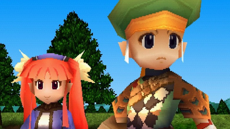 Rue and Mint standing on a grassy hill in Threads of Fate