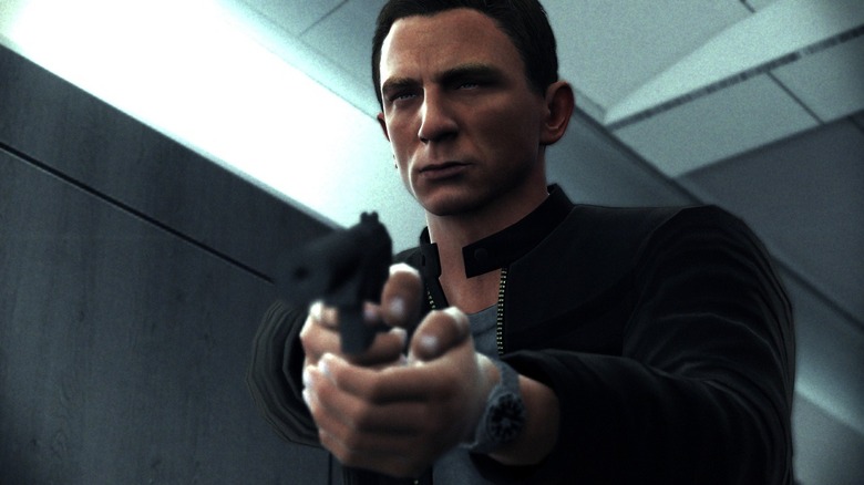 James Bond grimaces while aiming a pistol in "007 Legends" (2012)