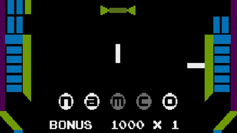 Two white paddles hover over the Namco name in "Gee Bee"