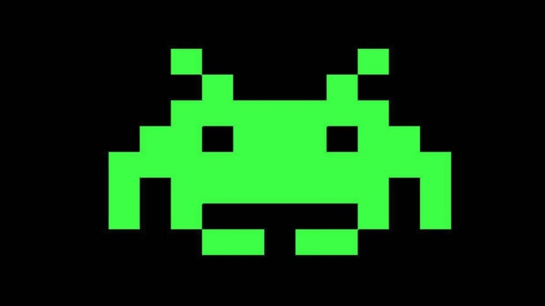 A green alien enemy in "Space Invaders"