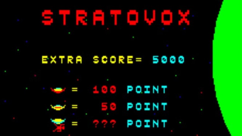 The title screen for Stratovox