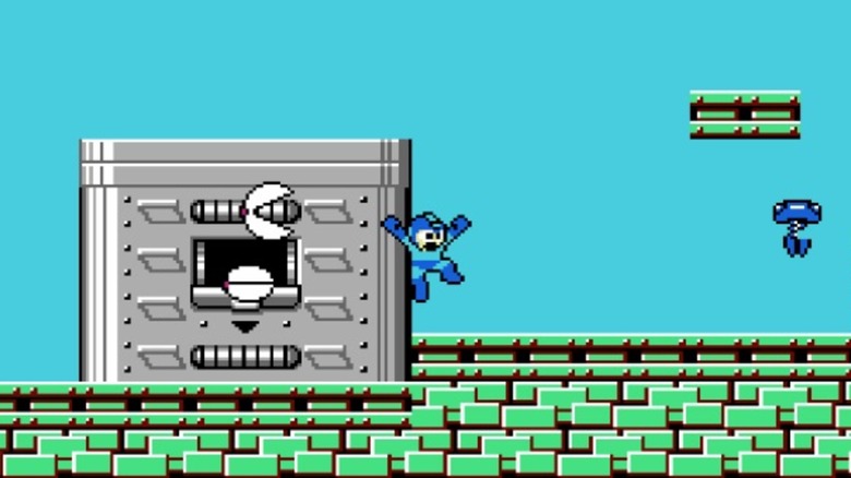 Mega Man jumping in 1987's Mega Man on the NES