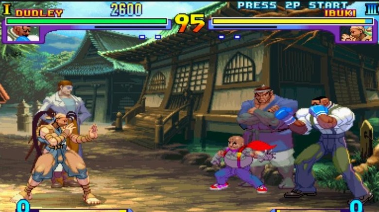 Ibuki faces Dudley in a Japanese village in Street Fighter III: New Generation