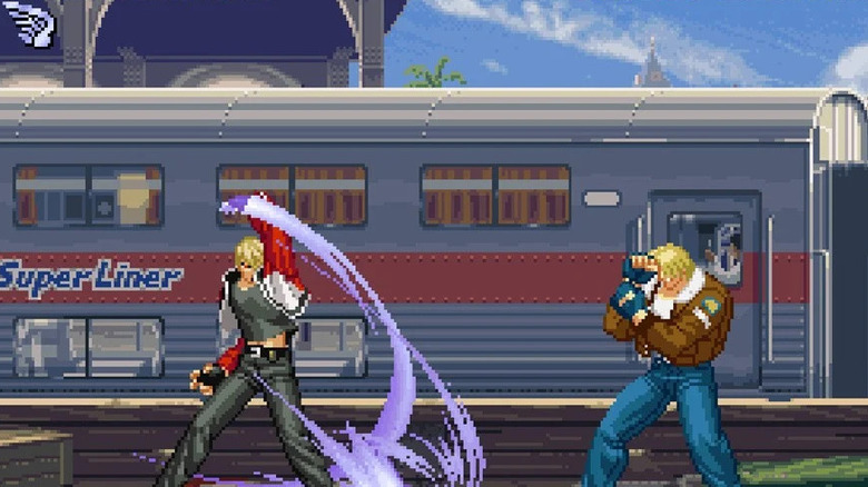 Rock Howard launches an attack at Terry Bogard in Fatal Fury: Mark of the Wolves