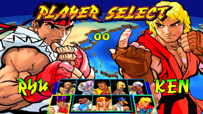 Ryu and Ken are selected on the player select screen in Street Fighter III: New Generation