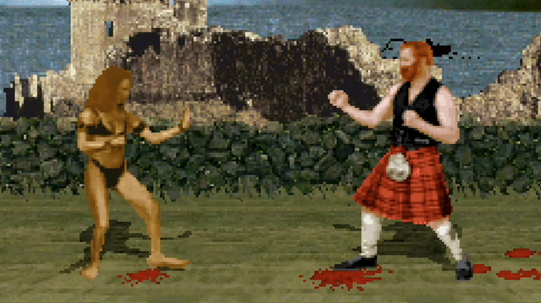 Thundra fighting Angus in Kasumi Ninja