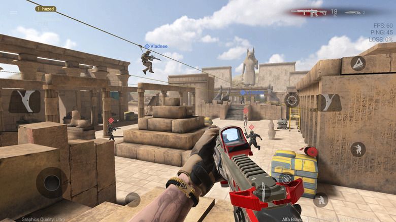 A player with a weapon looking at a multiplayer map in Combat Master