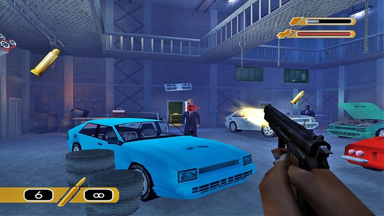 Axel Foley shoots at a gunman in a garage in Beverly Hills Cop (2006)