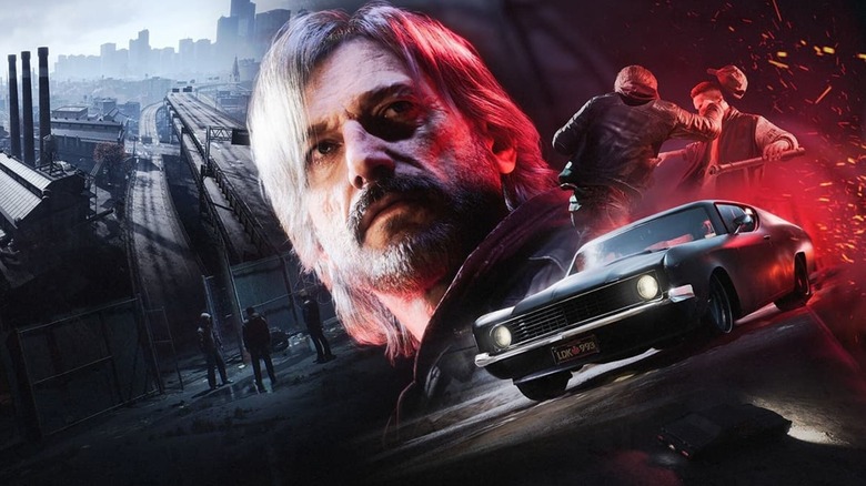Samson McCray stands in the middle of imagery of fistfights and car chases on the cover art for Samson