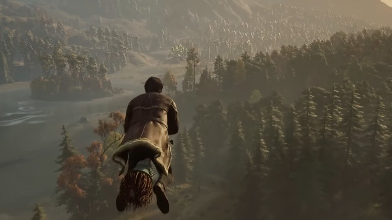 Player flying on broomstick