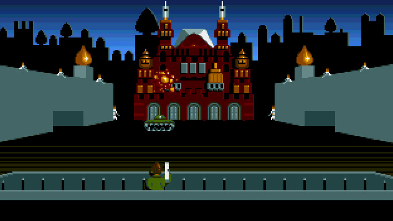 The player attacks a Soviet building in Raid Over Moscow