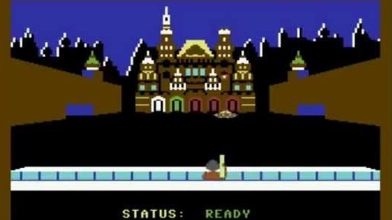 The player attacks a Soviet building in Raid Over Moscow