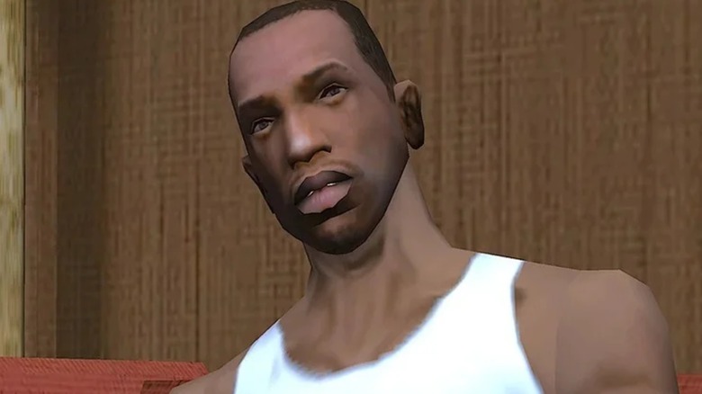 Close up of CJ from "Grand Theft Auto: San Andreas" (2004)