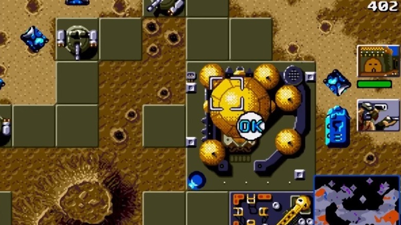 The player builds up their base in Dune II