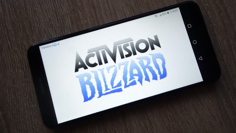 Activison Blizzard logo on a phone