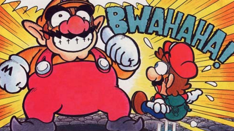Giant Wario over Mario