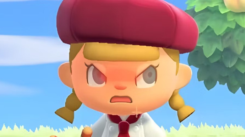 Animal crossing character looking angry