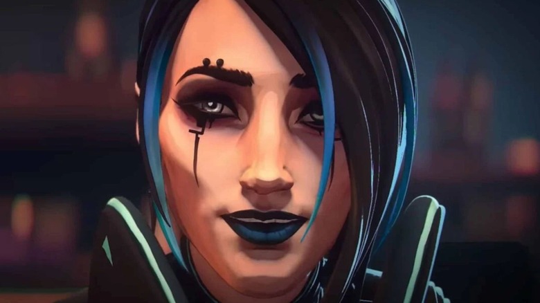 Tressa Smith, aka Catalyst, smiles at the viewer in this still from an Apex lore video