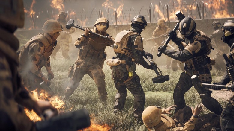 Soldiers attack each other with sledgehammers in Battlefield 6
