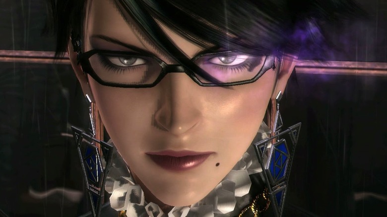 Bayonetta's face in a promo for Bayonetta 2