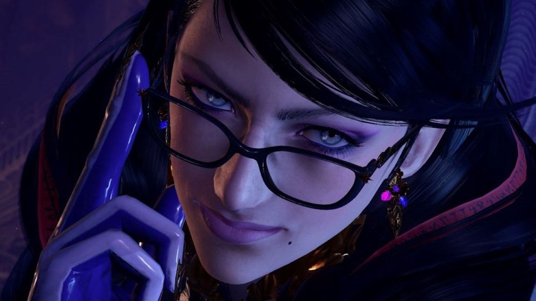 Bayonetta tapping her glasses