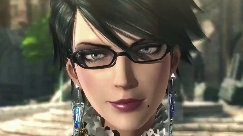 Bayonetta wielding blue pistols