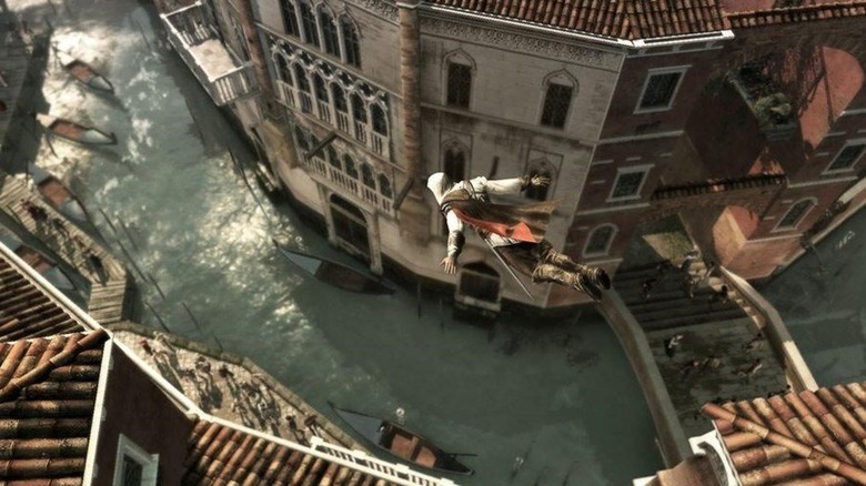 Ezio diving into canal