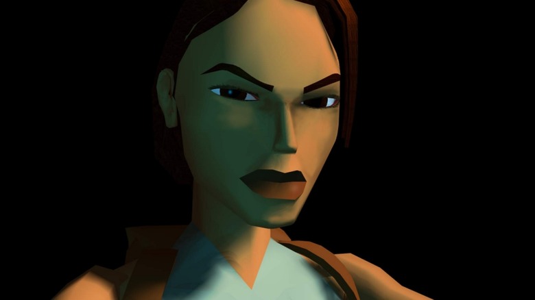 Lara Croft glaring
