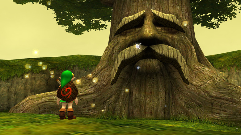 Link standing in front of the Great Deku Tree