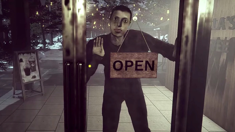 A man stares through a glass door in The Closing Shift