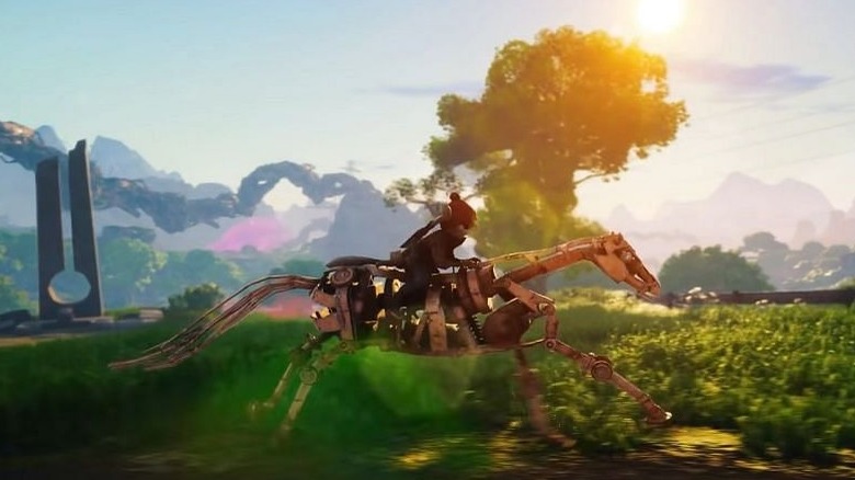 Character on mechanical horse