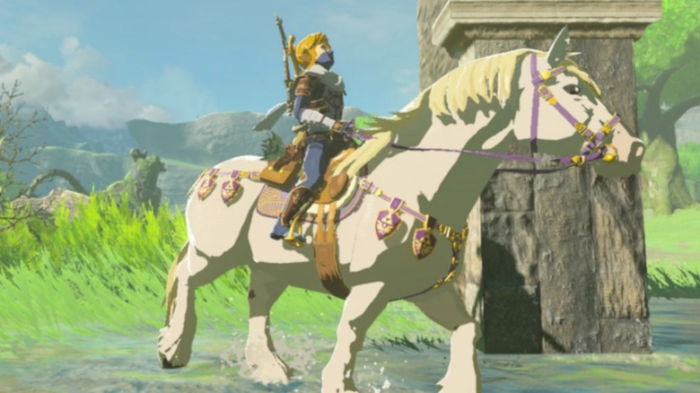 Link riding on white stallion