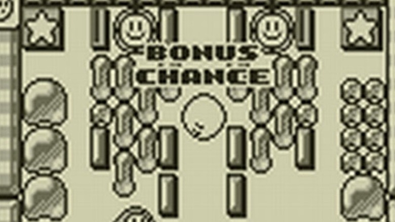 Kirby is dropped into a bonus level in Kirby's Block Ball