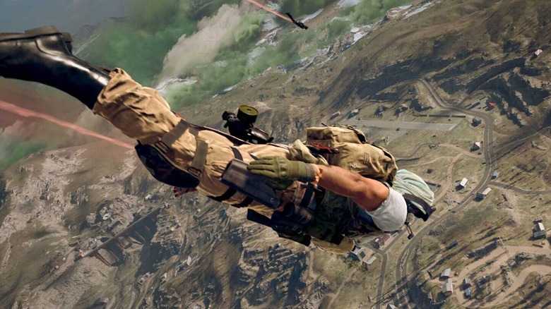 A player diving into a map in "Call of Duty: Warzone"