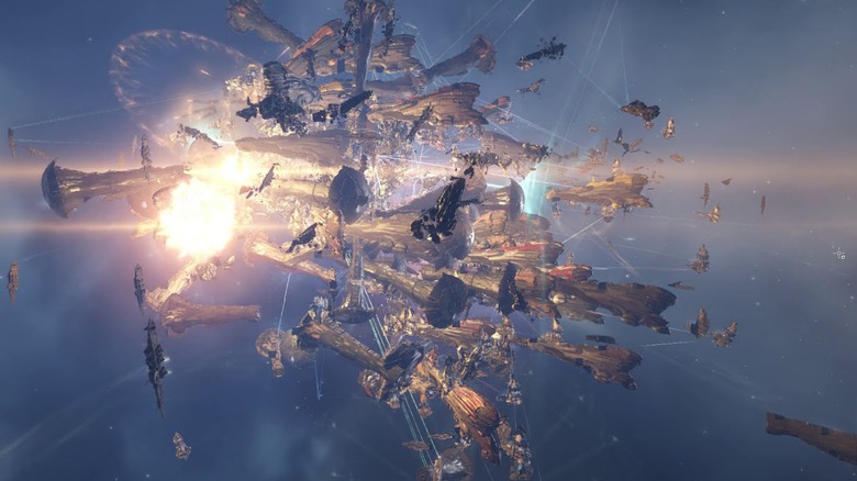 A ship under attack in "EVE Online"