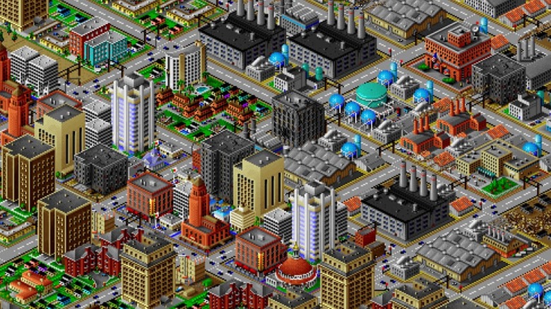 Fully built city in "SimCity 2000"