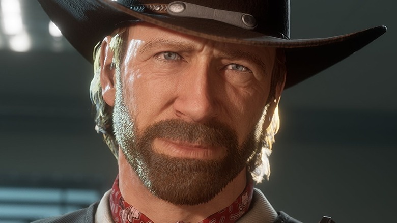 Chuck Norris wearing a sheriff's hat