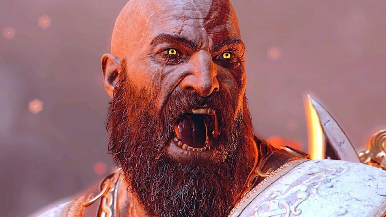 Kratos roars glowing eyes