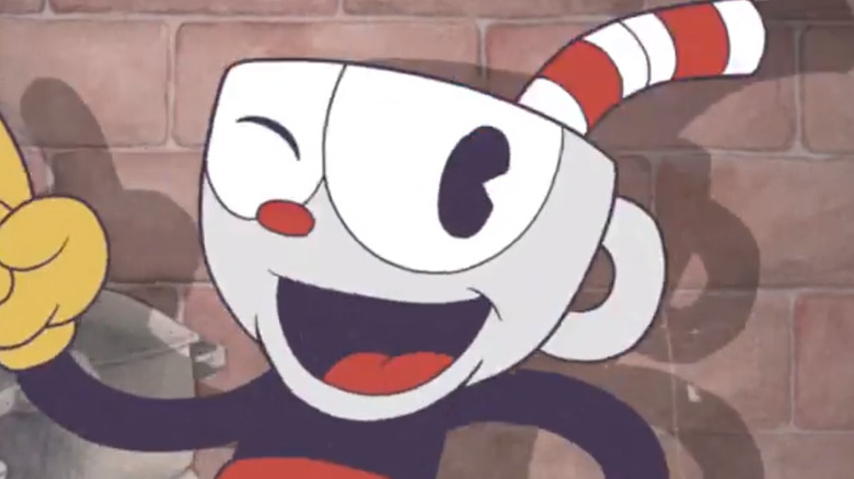 Cuphead winking at the camera